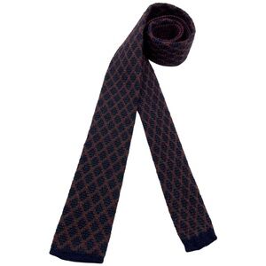 PROCHOWNICK Navy/Green/Burgundy Tartan Knit Cotton LUXURY Slim Tie ITALY